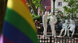 Rainbow flags and sculptures are seen at the Stonewall National Monument, the first LGBTQ national monument, dedicated to the birthplace of modern lesbian, gay, bisexual, transgender, and queer civil rights movement on June 4, 2019 in New York City. 