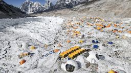 Tents of mountaineers are pictured at the Everest base camp in the Mount Everest region of Solukhumbu district on April 14, 2022. (Photo by TASHI LAKPA SHERPA / AFP) (Photo by TASHI LAKPA SHERPA/AFP via Getty Images)