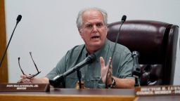 Uvalde Mayor Don McLaughlin, Jr., speaks during a special emergency city council meeting, Tuesday, June 7, 2022, in Uvalde, Texas, to reissue the mayor's declaration of a local state of disaster due to the recent school shooting at Robb Elementary School. Two teachers and 19 students were killed. (AP Photo/Eric Gay)