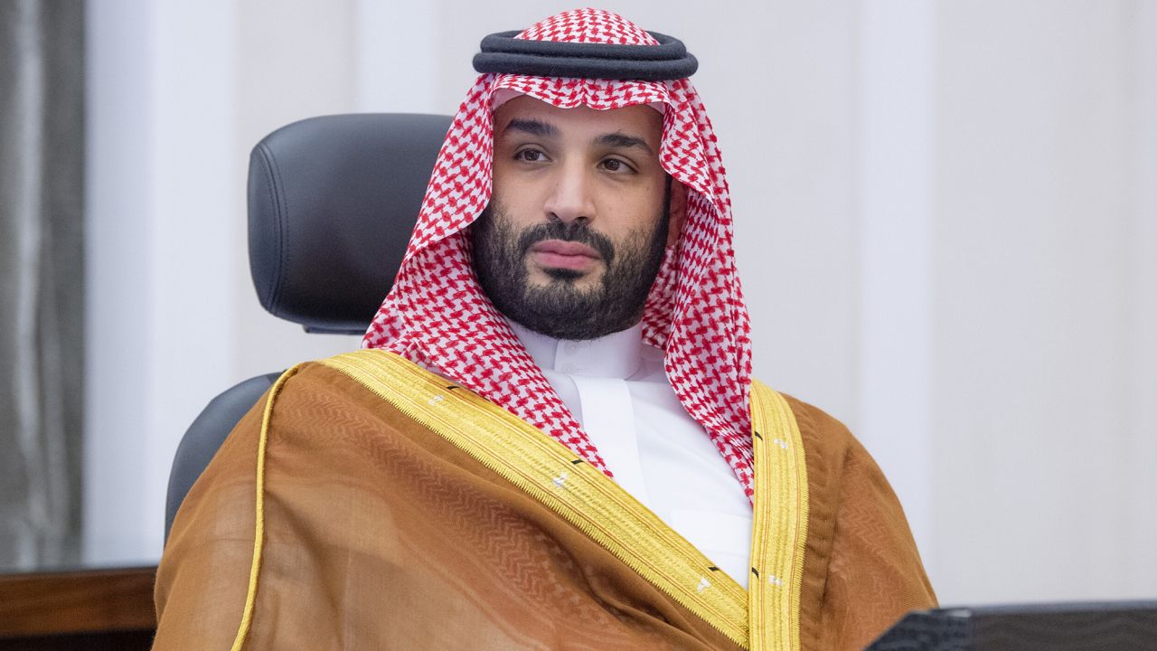 Saudi Arabian Crown Prince Mohammed bin Salman attends the G20 Leaders' Summit via videoconference on October 30, 2021.  