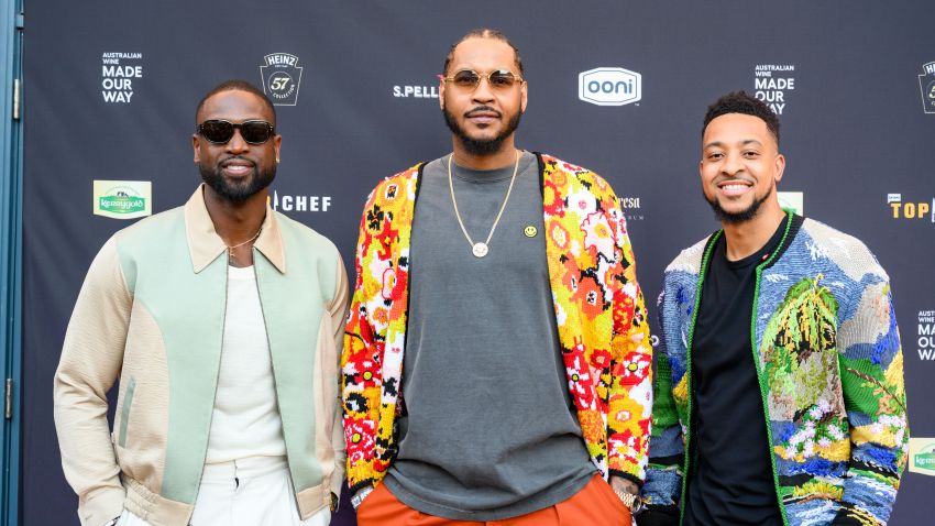 Dwyane Wade (left), Carmelo Anthony, and CJ McCollum (right) attended the 39th Food & Wine Classic in Aspen, Colorado
