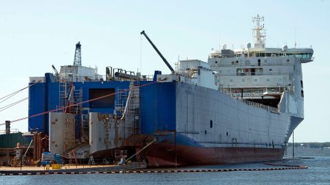 The retrofit and maintenance of the Jacklyn was being carried out at the Port of Pensacola. The ship is seen here on Tuesday, April 19, 2022. 