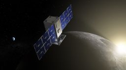 APSTONE revealed in lunar Sunrise: CAPSTONE will fly in cislunar space -- the orbital space near and around the Moon. The mission will demonstrate an innovative spacecraft-to-spacecraft navigation solution at the Moon from a near rectilinear halo orbit slated for Artemis' Gateway.
Credits: Illustration by NASA/Daniel Rutter
