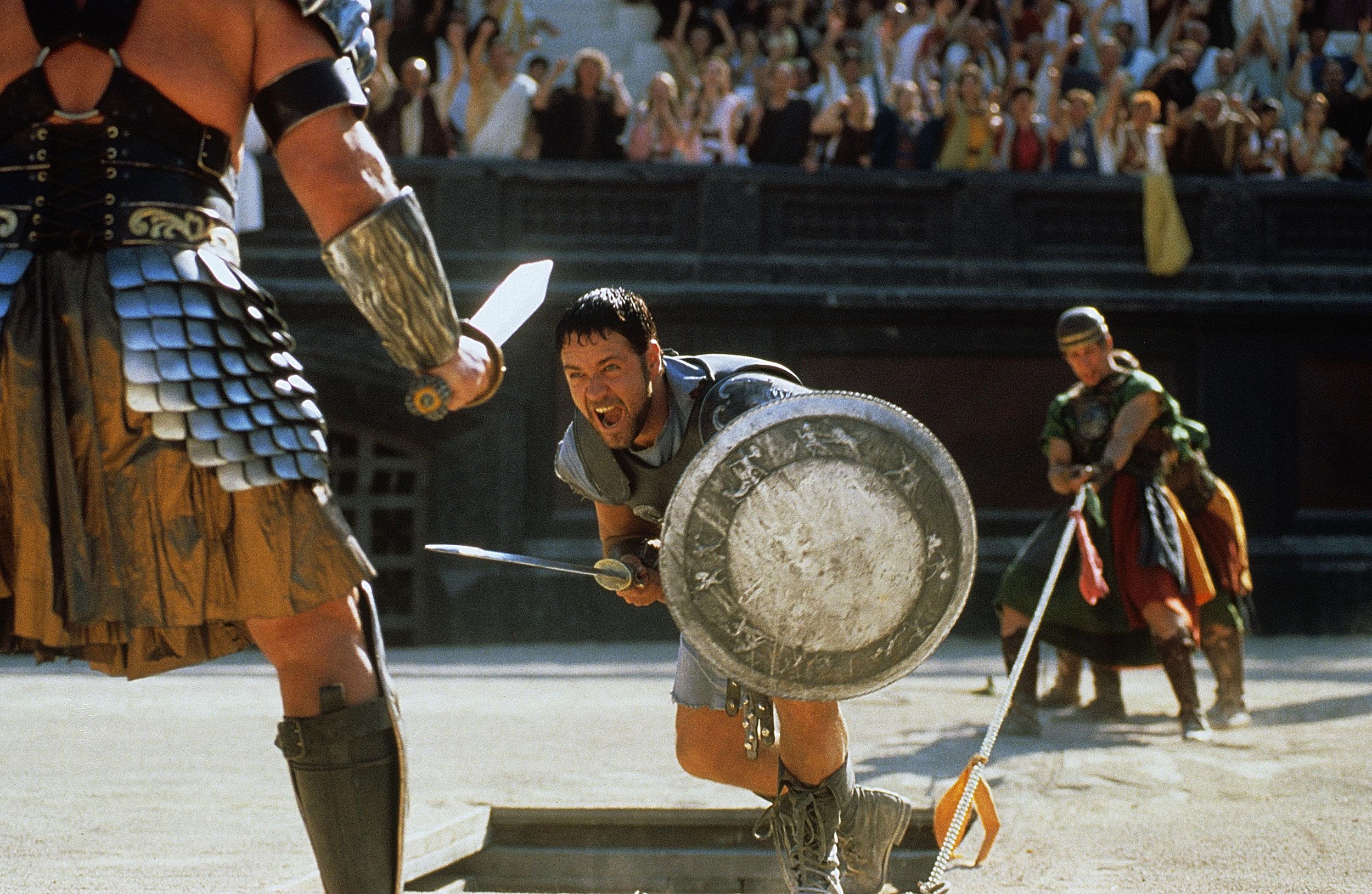 <strong>Gladiator"</strong>: Russell Crowe stars as a former Roman general seeking revenge after he becomes a gladiator.