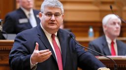 In this February 5, 2018, file photo, state Republican Sen. David Shafer speaks at the Capitol in Atlanta. Federal investigators have subpoenaed Shafer for information related to a fake elector scheme in the state.