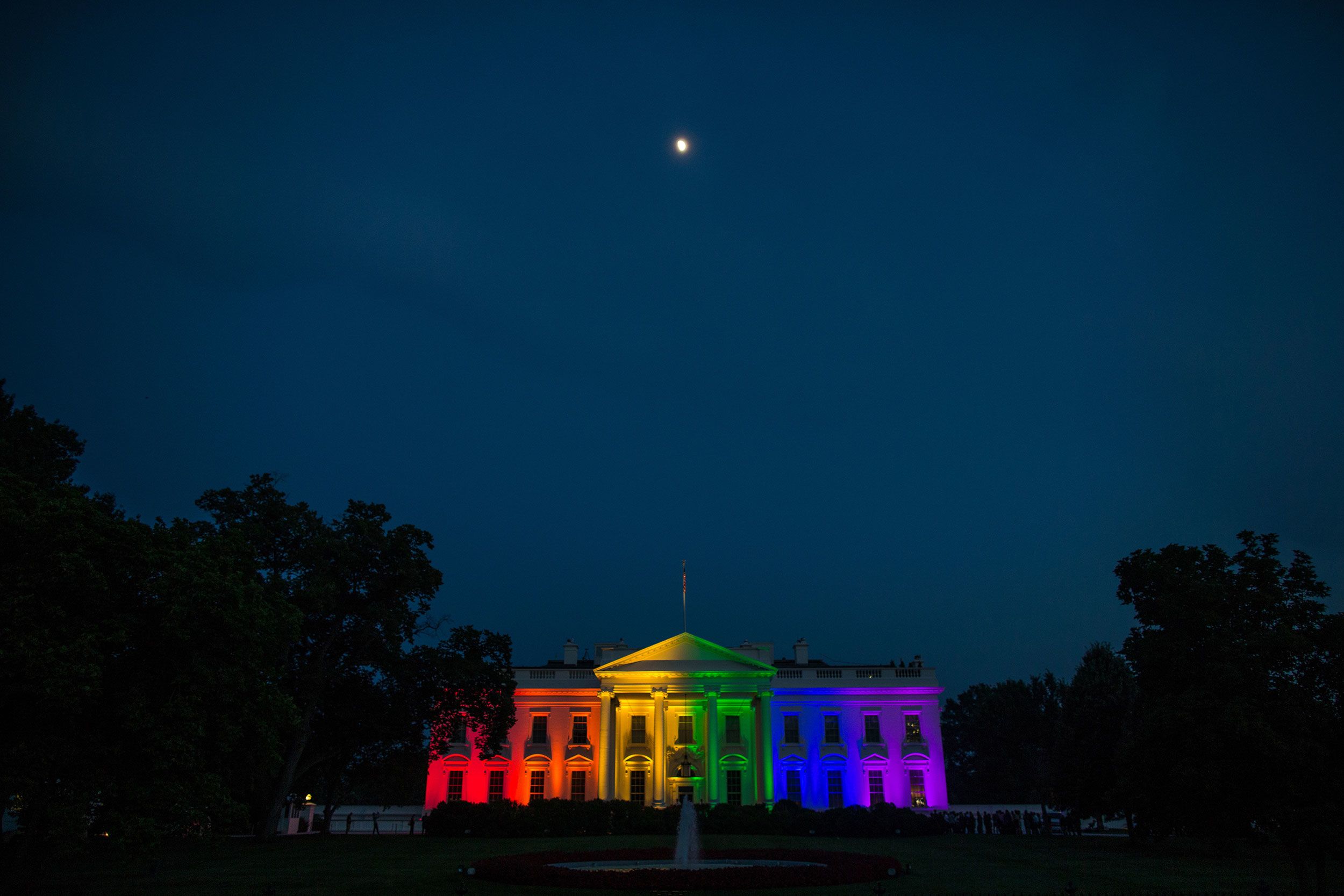 The White House lit up in rainbow colors after the decision legalizing same-sex marriage in 2015.