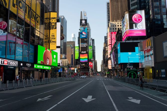 The Coca-Cola digital billboard in New York City's Times Square displays a rainbow flag on June 22, 2020. 