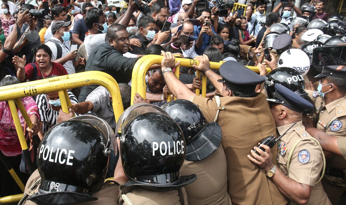 Protests erupt near Sri Lankan Prime Minister Ranil Wickremesinghe's private residence, amid the country's economic crisis, on June 22.