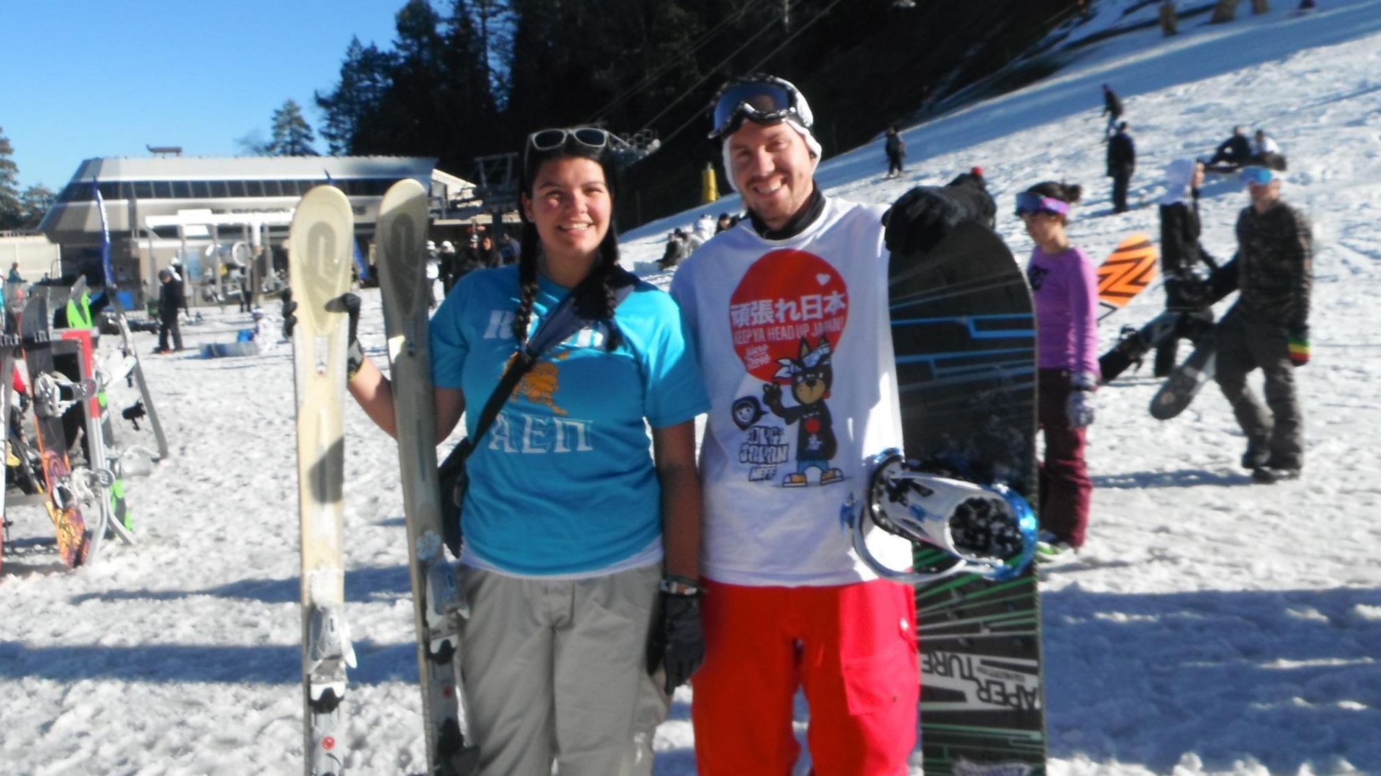 <strong>Getting to know each other</strong>: On their first date, the couple enjoyed a day of snow sports. "It was a really fun first date. I remember just talking," says Brian.