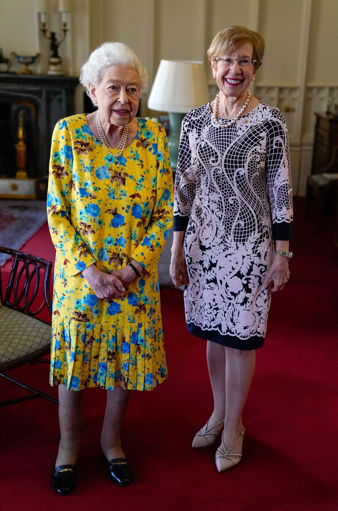 Britain's Queen Elizabeth II receives the Governor of New South Wales Margaret Beazley during an audience at Windsor Castle on Wednesday. 