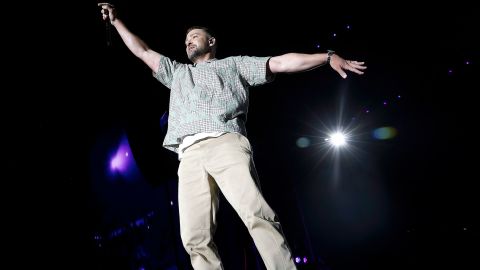 Justin Timberlake performing on stage on June 18 in Washington DC.