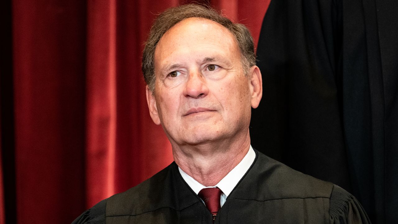 Associate Justice Samuel Alito sits during a group photo of the Justices at the Supreme Court in Washington, DC on April 23, 2021.