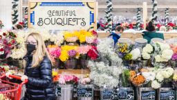 Flowers for sale at the Trader Joe's Upper East Side Bridgemarket grocery store in New York, U.S., on Thursday, Dec. 2, 2021. 