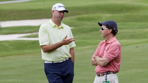 American golfer Stewart Cink (left) with golf psychologist Morris Pickens. Cink won the 2009 Open Championship.