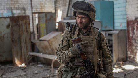 A Ukrainian service member in Severodonetsk, days before Russia took control of the key city.
