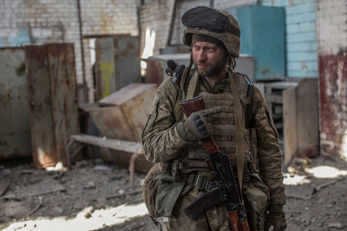 A Ukrainian service member in Severodonetsk, days before Russia took control of the key city.