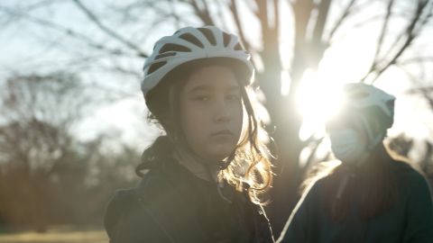 Libby Gonzales plays outside her home in a suburb of Dallas on January 19, 2022.