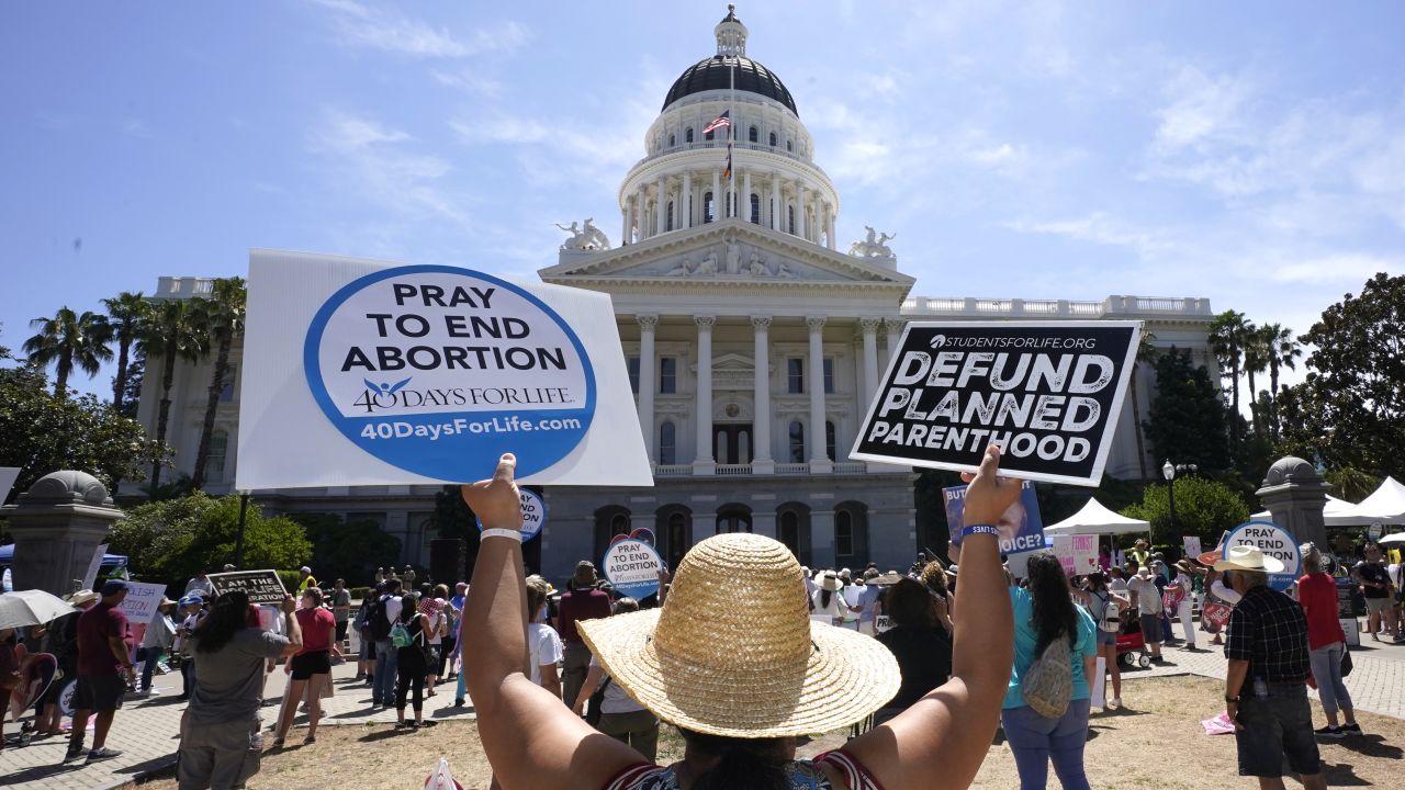 More than 300 anti-abortion supporters rallied at the Capitol during the California March for Life rally held in Sacramento, California, on June 22, 2022. 