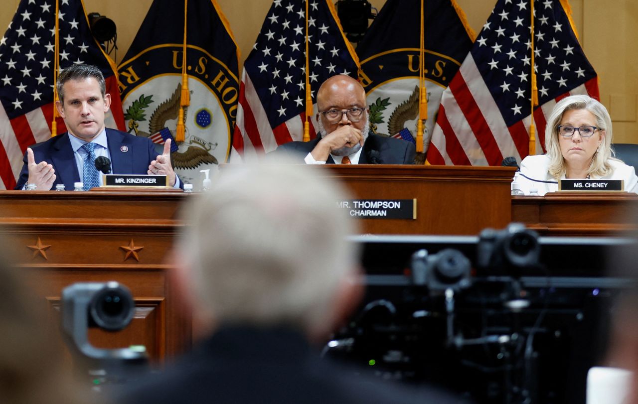 Kinzinger speaks during the committee hearing on June 23.