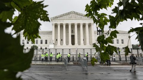 Security outside the US Supreme Court in Washington, on Thursday, June 23, 2022.
