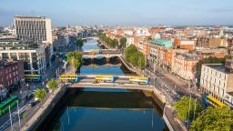 Aerial view of Rosie Hackett bridge on the River Liffey, Dublin City. Tourism board handout