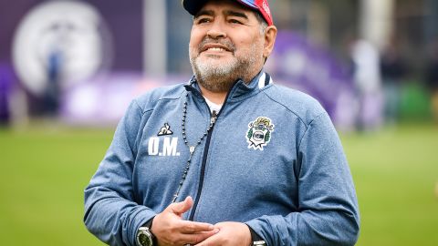 Diego Maradona, seen here as coach of Argentine side Gimnasia in 2019, died in November 2020 aged 60. 