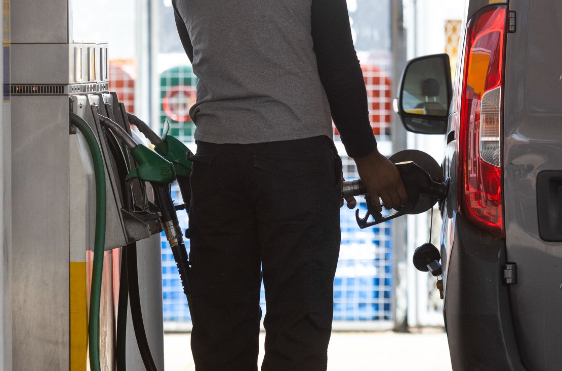A customer fills their van at a Shell petrol station in London on Monday, June 13, 2022. 