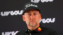 ST ALBANS, ENGLAND - JUNE 08: Ian Poulter of England looks on during a press conference at The Centurion Club on June 08, 2022 in St Albans, England. (Photo by Chris Trotman/LIV Golf/Getty Images)