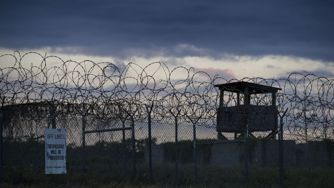 The sun sets behind the closed Camp X-Ray detention facility, on April 17, 2019, in Guantanamo Bay Naval Base, Cuba.
