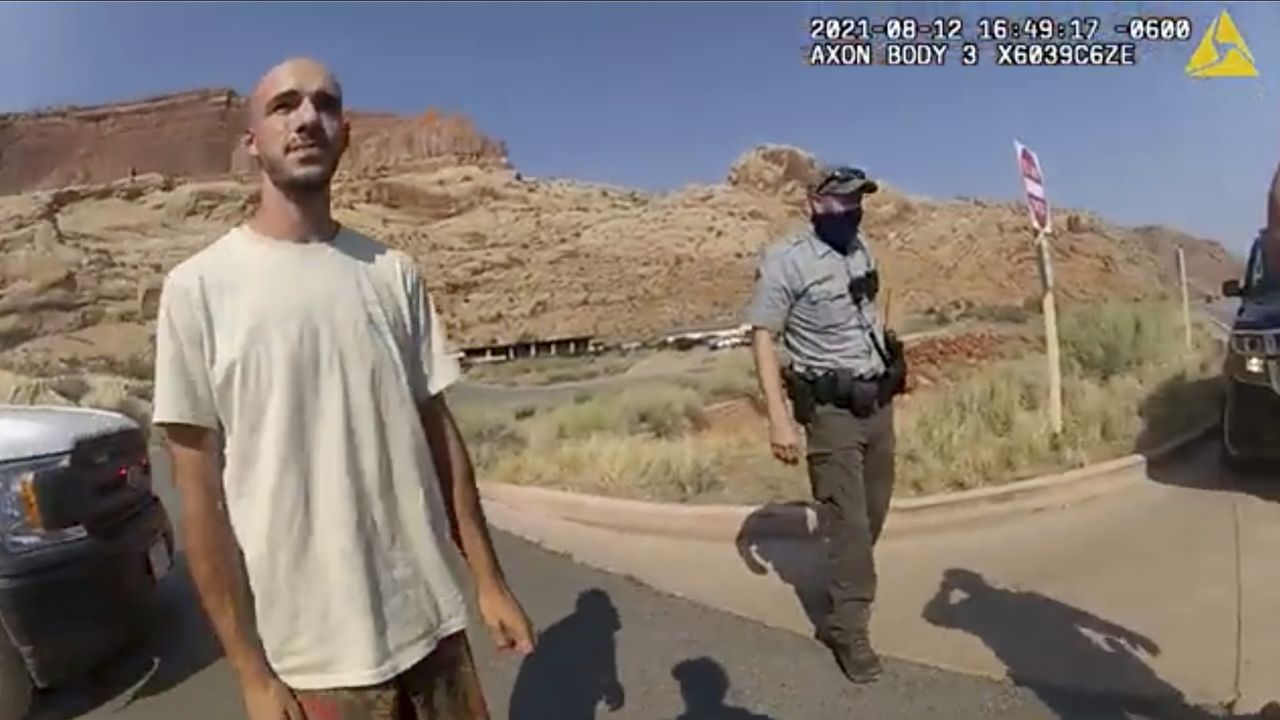 Brian Laundrie seen after a police officer pulled over the van he was traveling in with his girlfriend, Gabrielle "Gabby" Petito, near the entrance to Arches National Park in Utah in August, 2021.