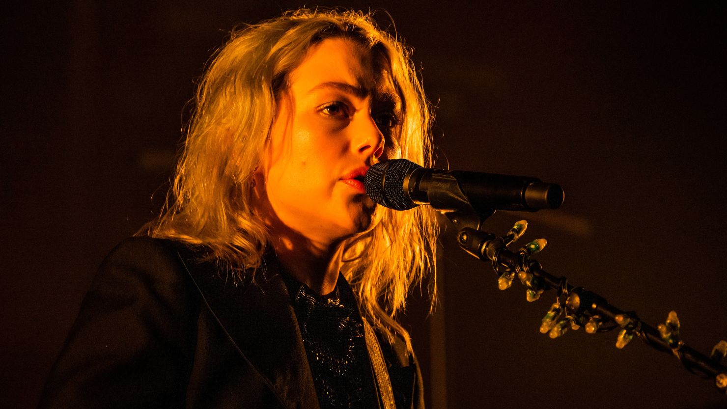 Phoebe Bridgers, performing during the 50th Glastonbury Festival in England, called the US Supreme Court justices who overturned the case as "irrelevant."