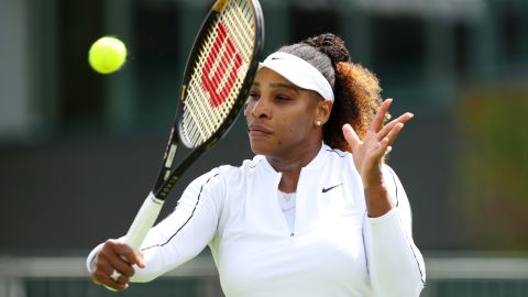 Williams plays a backhand during a training session ahead of Wimbledon.