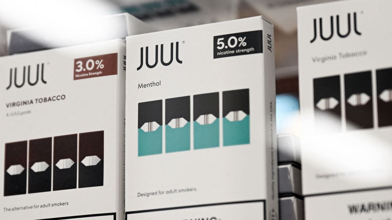 JUUL Labs Inc. Virginia tobacco and menthol flavored vaping e-cigarette products are displayed in a convenience store on June 23, 2022 in El Segundo, California. - Vaping company Juul Labs said Thursday it would appeal a decision by the US Food and Drug Administration ordering all its products off the market, a move the agency said was based on safety concerns. 