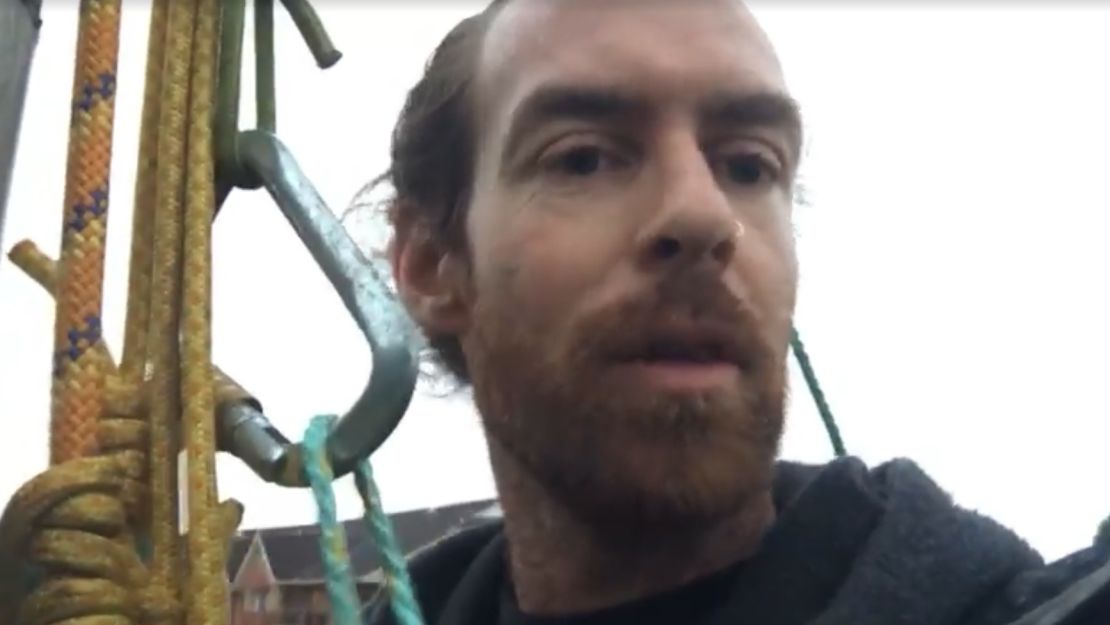 Alex Pearse is banned from entering New South Wales after suspending himself from a pole at Port Botany in March, 2022.