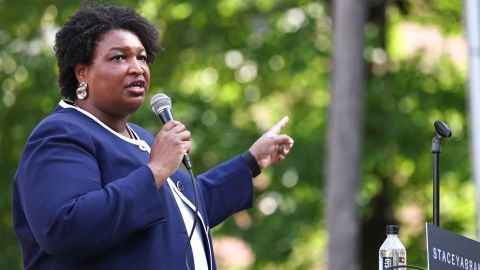 Democratic gubernatorial nominee Stacey Abrams speaks during a campaign event in Reynolds, Georgia, on June 4, 2022. 
