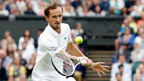 Russian player Daniil Medvedev pictured during the men's singles fourth round match at Wimbledon last year.  