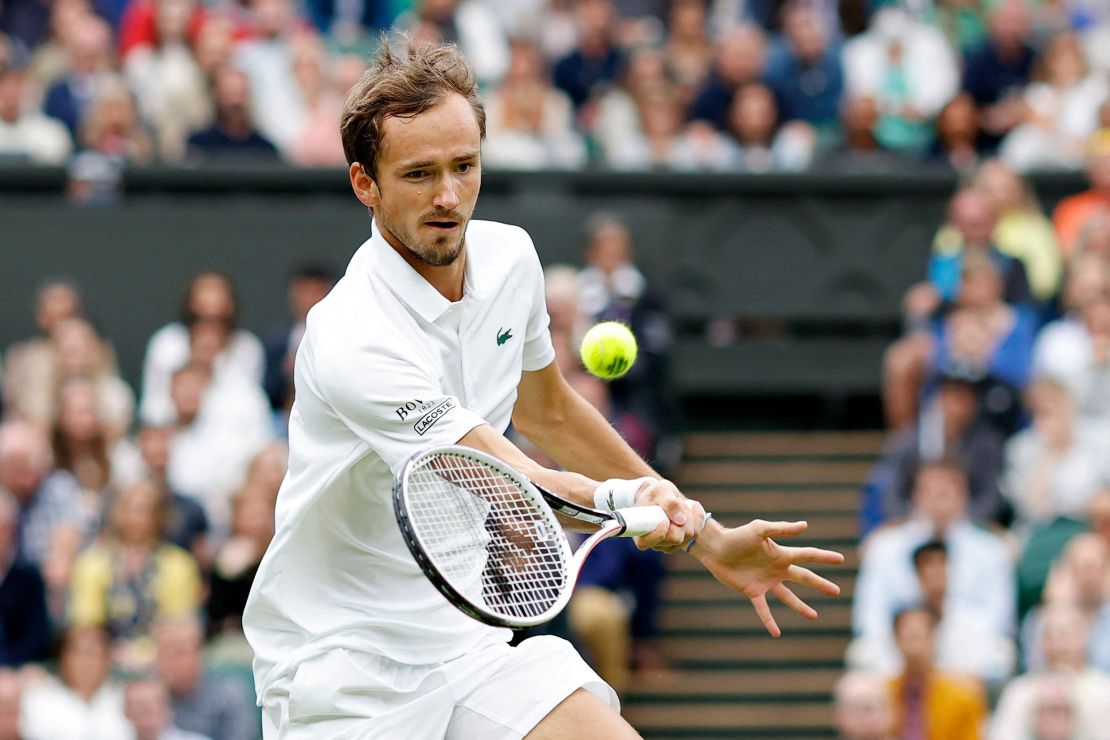 Russian player Daniil Medvedev pictured during the men's singles fourth round match at Wimbledon last year.  