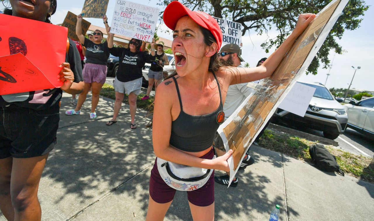 Amanda Conticello participates in the "We Dissent" protest on Sunday, June 26, in Stuart, Florida.