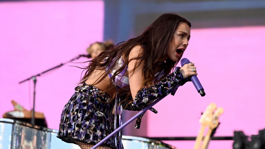GLASTONBURY, ENGLAND - JUNE 25: Olivia Rodrigo performs on the Other Stage during day four of Glastonbury Festival at Worthy Farm, Pilton on June 25, 2022 in Glastonbury, England. (Photo by Kate Green/Getty Images)