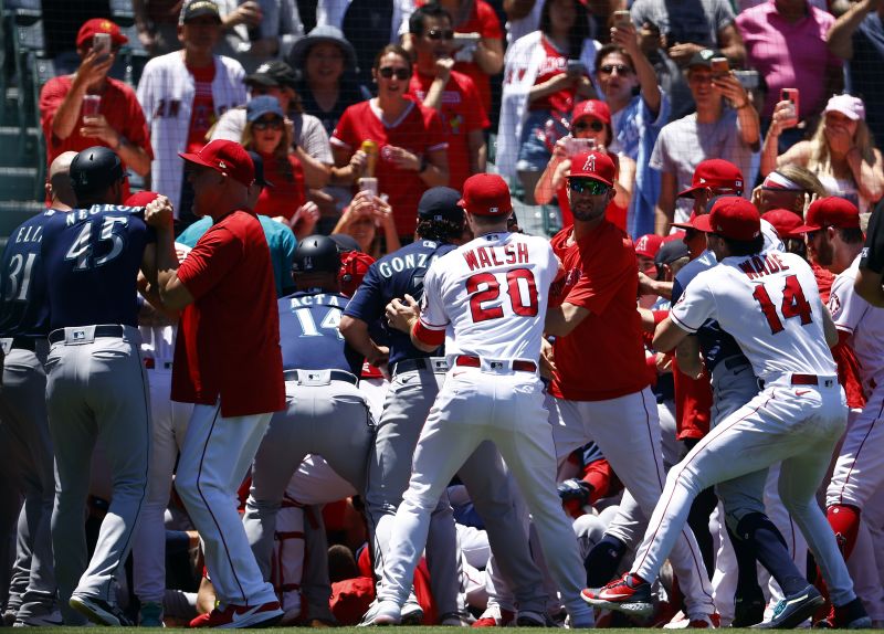 Angels vs Mariners Mass brawl and eight ejections overshadow Los