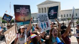 Anti-abortion demonstrators protest outside the Supreme Court in Washington, Saturday, June 25, 2022.
