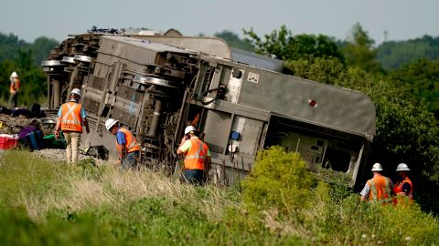 A train heading to Chicago about 100 miles northeast of Kansas City, Missouri, reportedly collided with a dump truck.