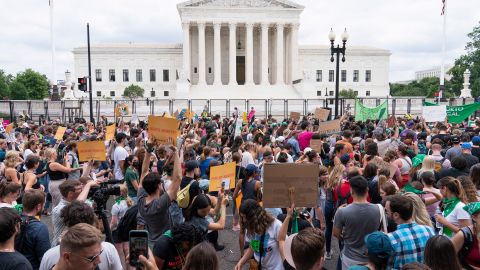 Protesters gather outside the Supreme Court in Washington, Friday, June 24, 2022. (AP Photo/Jacquelyn Martin)