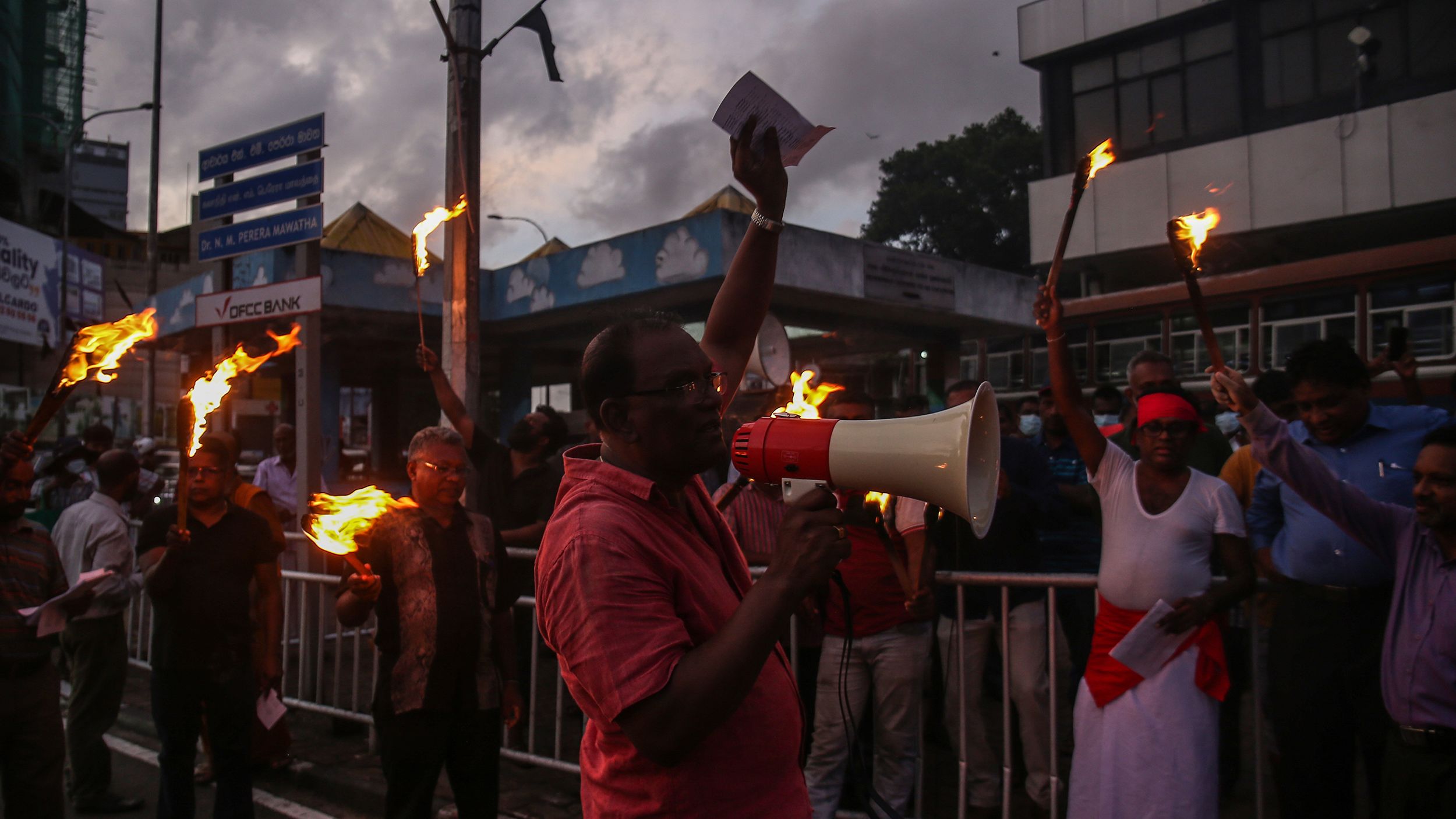 People protest against rising living costs, amid Sri Lanka's economic crisis, in Colombo on June 27.