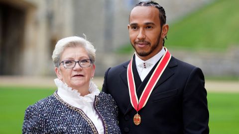 Mercedes' British driver Lewis Hamilton, pictured here with his mother after being appointed as a Knight Bachelor (Knighthood) for services to motorsports, was called a racial slur by Piquet.