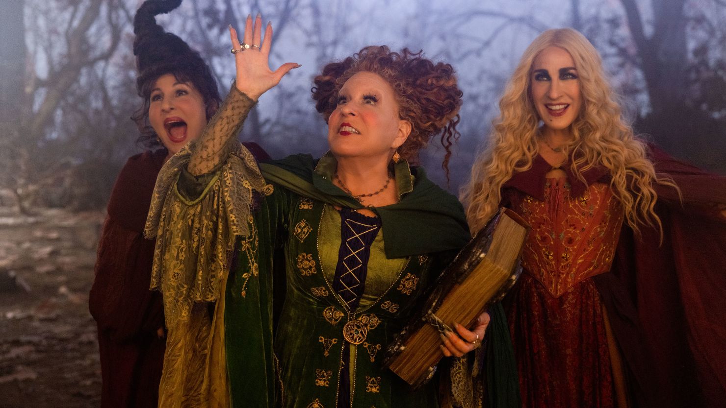 Kathy Najimy, Bette Midler and Sarah Jessica Parker return as the Sanderson sisters in 'Hocus Pocus 2' on Disney+.