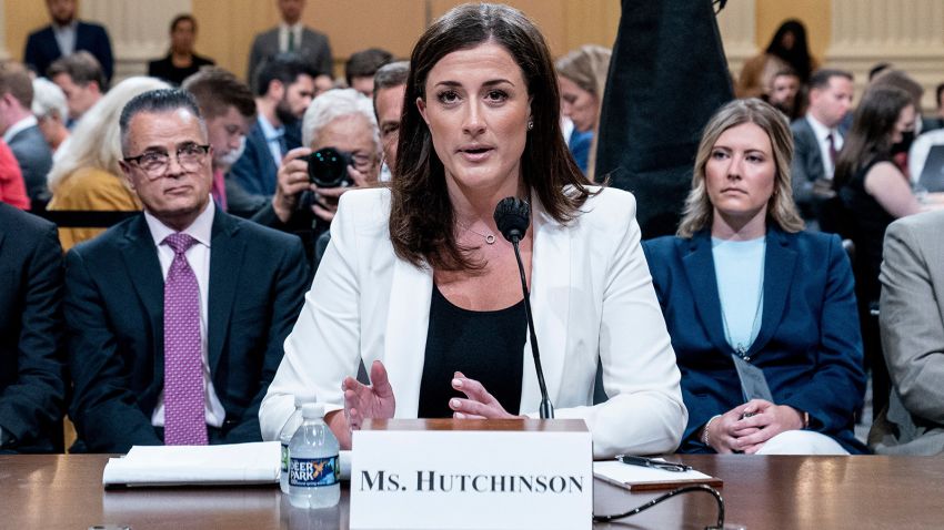 On June 28, 2022, on Capitol Hill in Washington, D.C., Cassidy Hutchinson, then aide to White House Chief of Staff Mark Meadows, walks in to investigate the attack on the US Capitol on January 6. , testifying before a House Select Committee hearing.