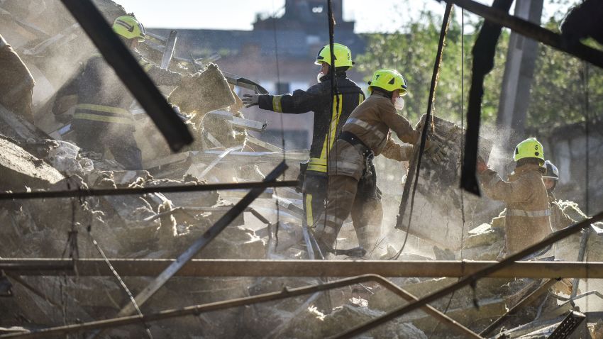 Mandatory Credit: Photo by OLEG PETRASYUK/EPA-EFE/Shutterstock (13008270l)
Firefighters clean the rubble of the destroyed Amstor shopping mall in Kremenchuk, Poltava Oblast, Ukraine, 28 June 2022. At least eighteen bodies were found dead at the scene, the State Emergency Service (SES) of Ukraine said in a Telegram post, and at least 58 injured following Russian airstrikes on the crowded shopping mall. The one-story building of a shopping center was hit by Russian rockets on 27 June in the afternoon.
At least 18 dead after rockets hit Kremenchuk shopping center, Kyiv, Ukraine - 28 Jun 2022