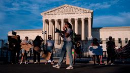 Abortion rights activists participate in an impromptu demonstration outside of the the U.S. Supreme Court in Washington, D.C., US, on Monday, June 27 2022. Photographer: Sarah Silbiger/CNN
