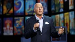 Bob Chapek, chairman of Walt Disney Parks and Experiences, speaks during a media preview of the D23 Expo 2019 in Anaheim, California, U.S., on Thursday, Aug. 22, 2019. Walt Disney Co. is turning the D23 Expo, the biennial fan conclave, into a big push for its new streaming services. 